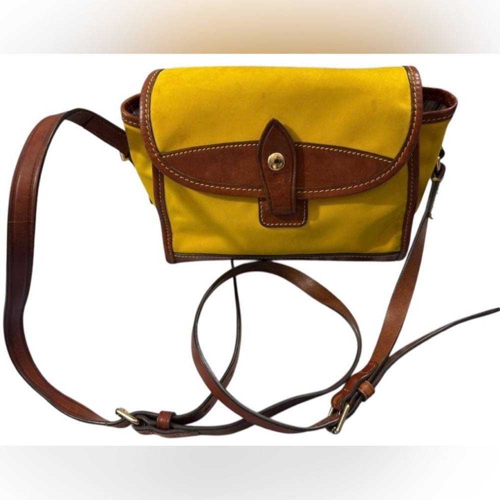 Dooney & Bourke Wayfarer Nylon Crossbody Yellow Brown Trim